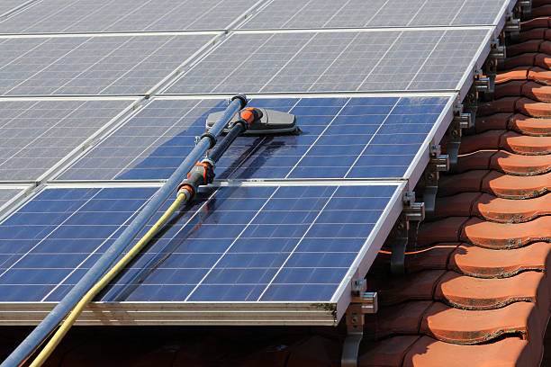 Solar panels on roof tiles